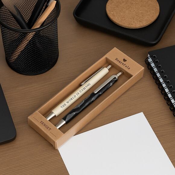 Boxed set Medium Point Ballpoint Pen Set The World is Calling message Black Ink - Picture 2 of 5